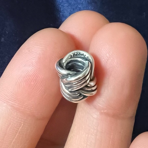 Retired Pandora Tied Together Sterling Silver Dangle Charm With Pink Amethyst - Picture 10 of 11